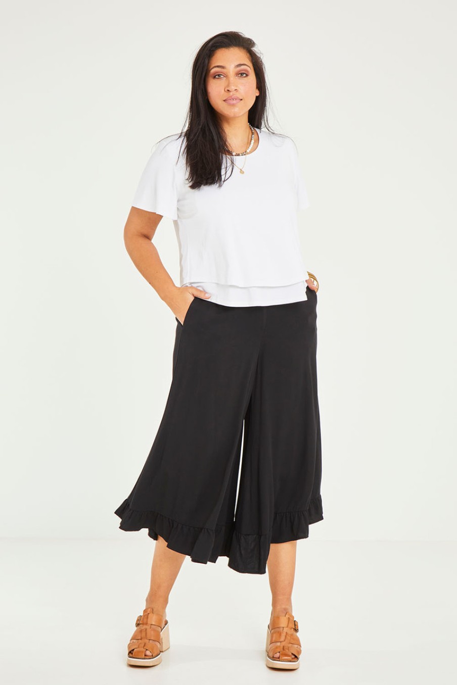 Pants & Leggings boho bird | Ready For Dancing Ruffle Hem Pants Black