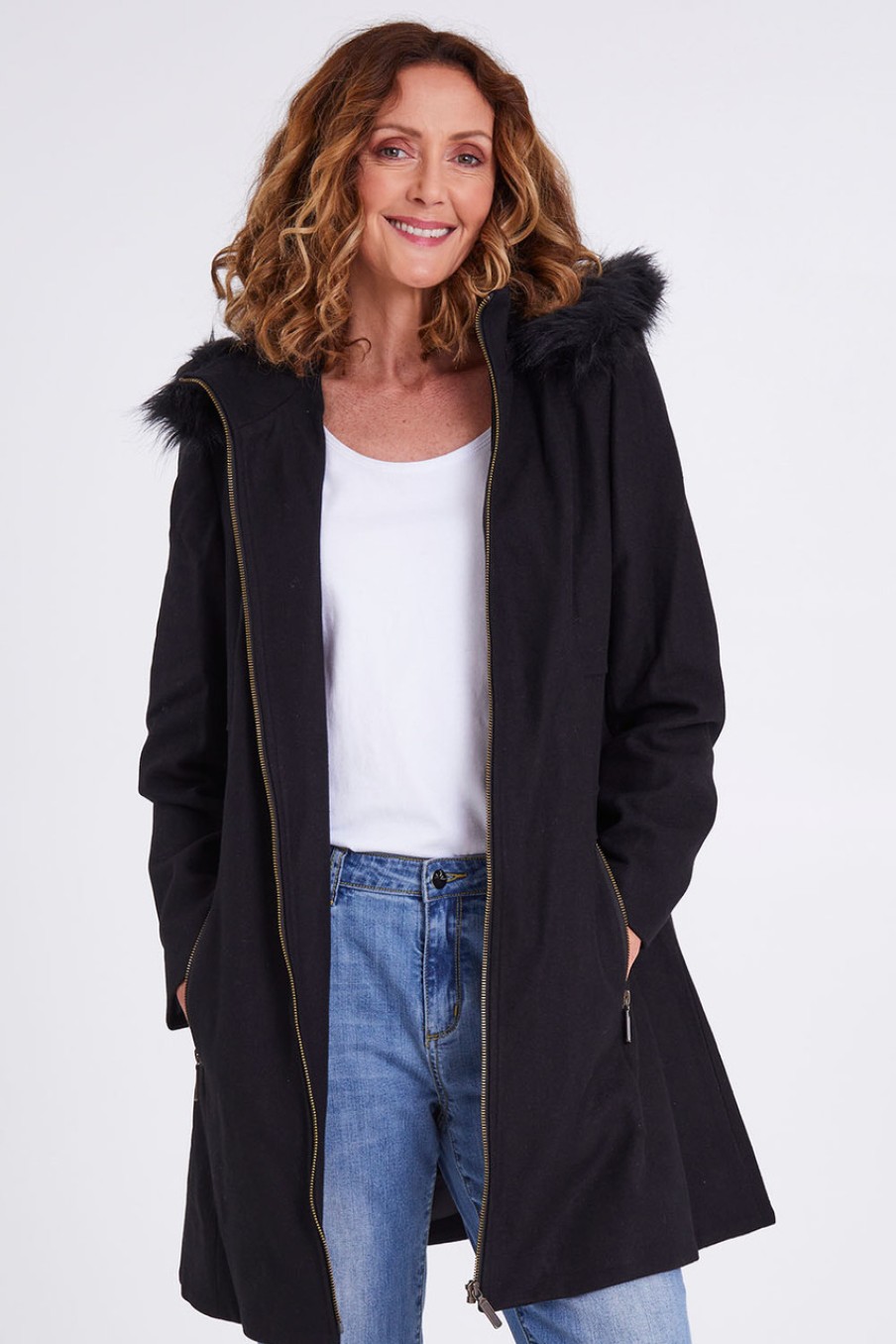 Coats & Jackets Pretty In Pink | Wool Jacket With Skirt Hem Black
