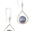 Accessories Lush Designs | New Moon Mabe Pearl Blue Earrings Silver