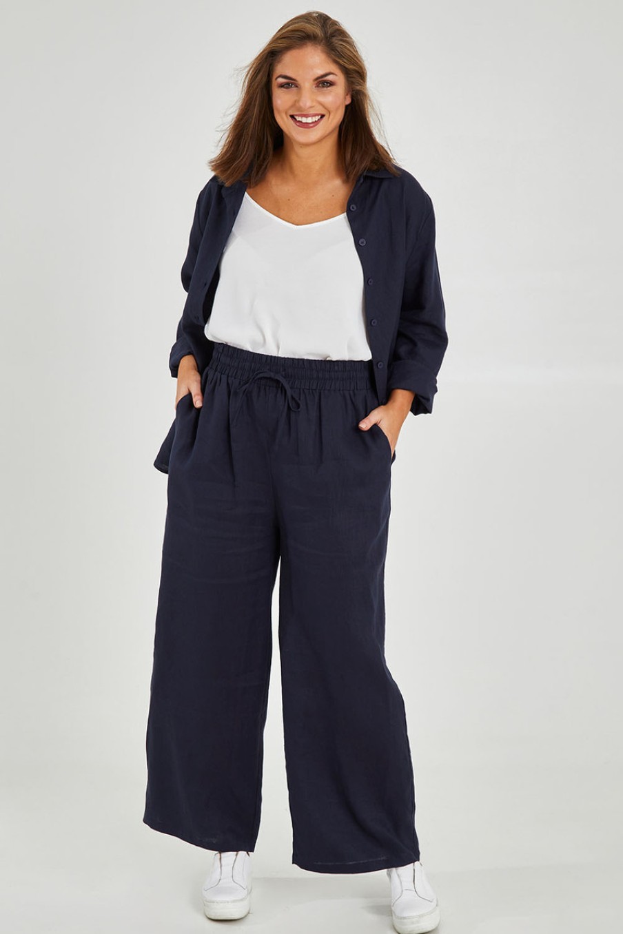 Pants & Leggings Natural for birds | Linen Relaxed Pants Navy