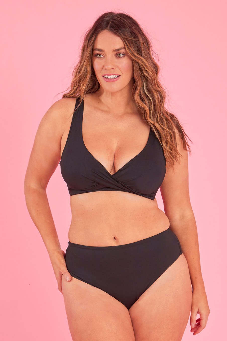 Swimwear Sea Level | Cross Front Multifit Bra Top Black