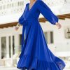 Dresses boho bird | La Dolce Vita Linen Wrap Maxi Sapphire