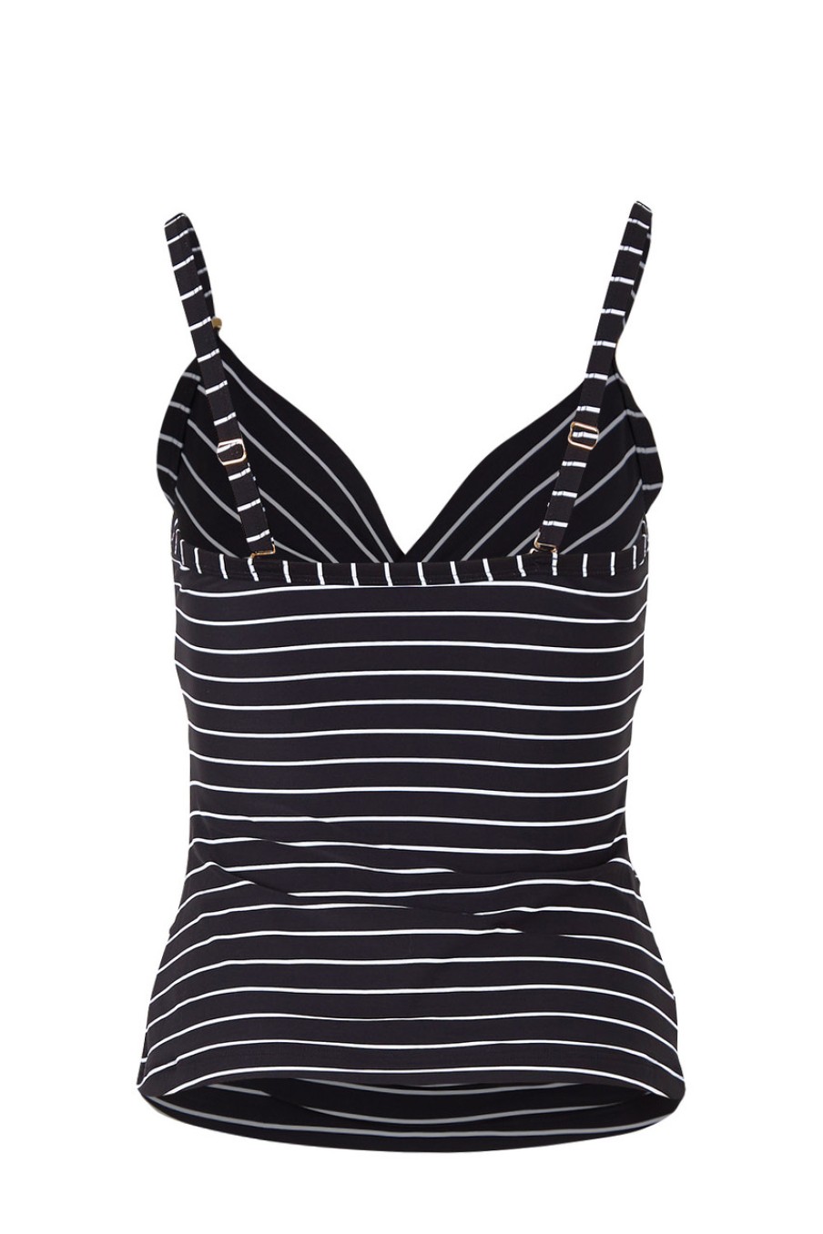 Swimwear Sea Level | Twist Front Dd/E Cup Singlet Top Black
