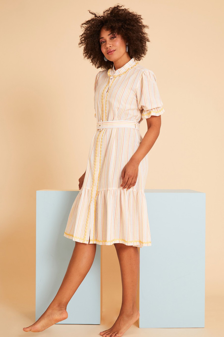 Dresses handpicked by birds | Ric Rac Detail Button Thru Dress Ricrac