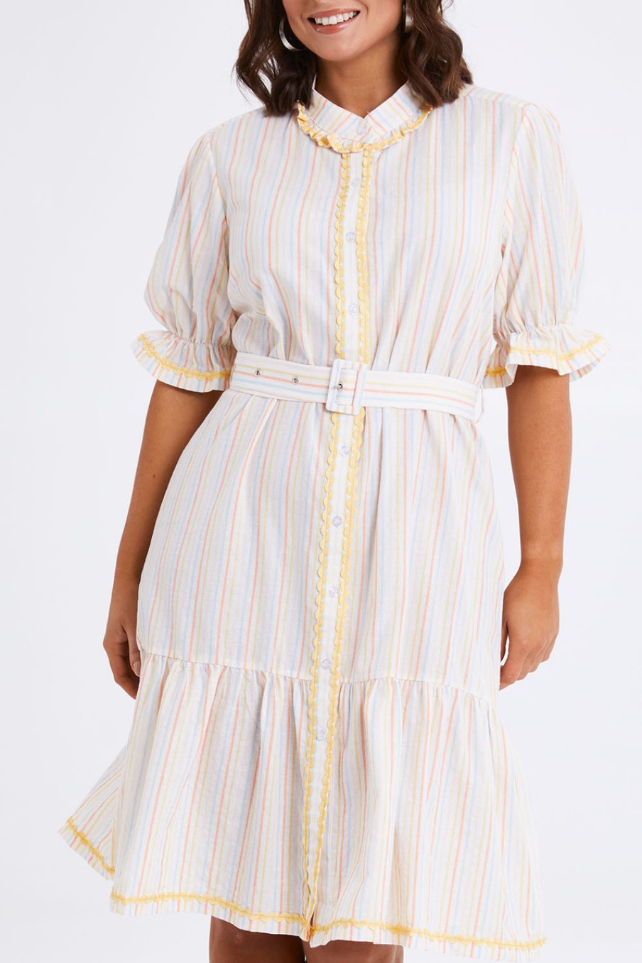 Dresses handpicked by birds | Ric Rac Detail Button Thru Dress Ricrac