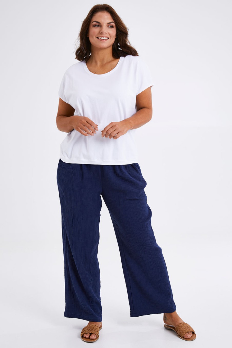 Pants & Leggings bird keepers | The Double Cotton Pull On Pant Navy
