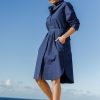 Dresses Natural for birds | Cotton Midi Shirt Dress Navy