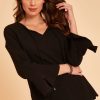 Tops bird keepers | The Fluted Sleeve Top Black