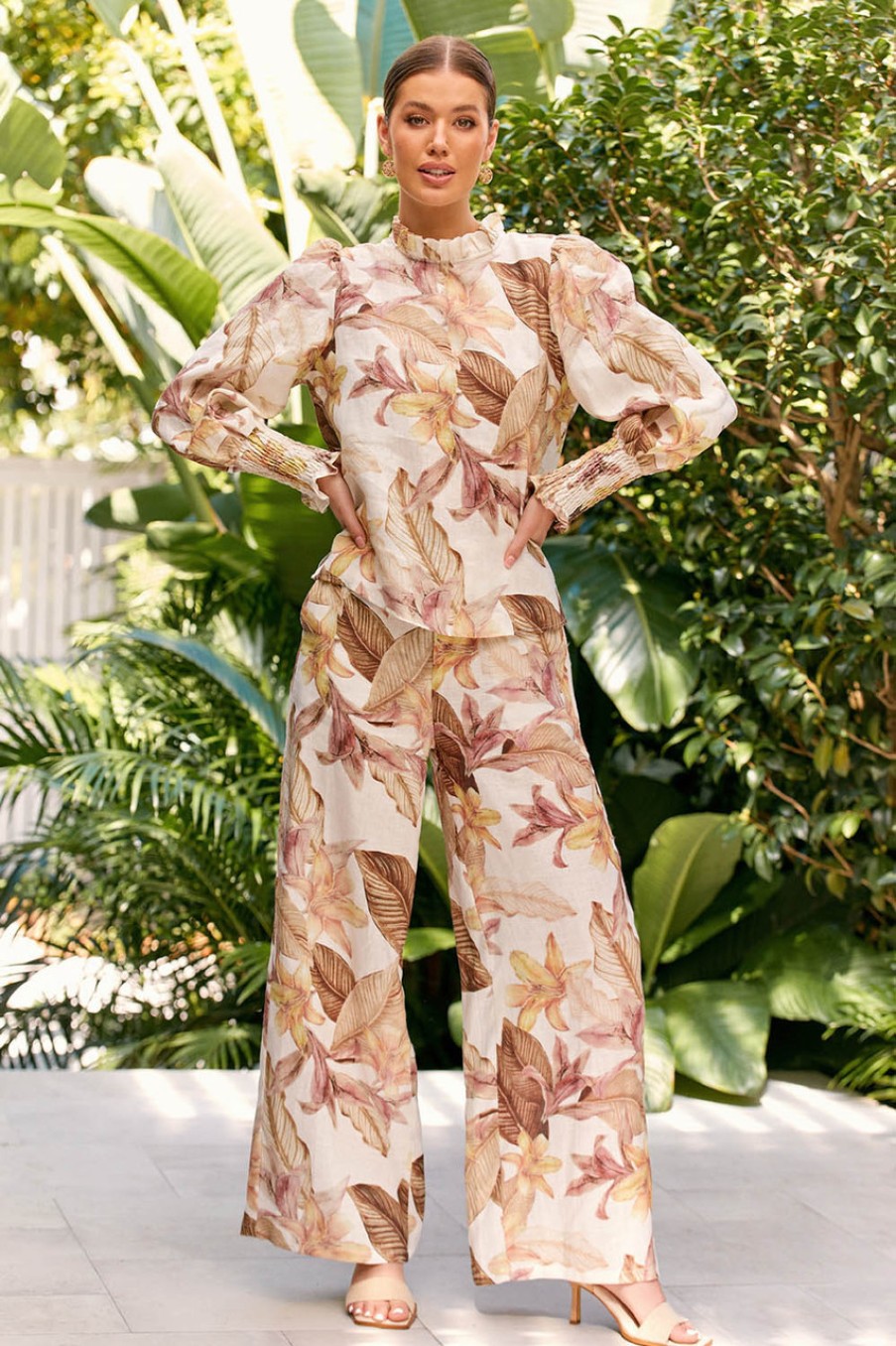Pants & Leggings Adorne | Harper Wide Leg Linen Pants Floral