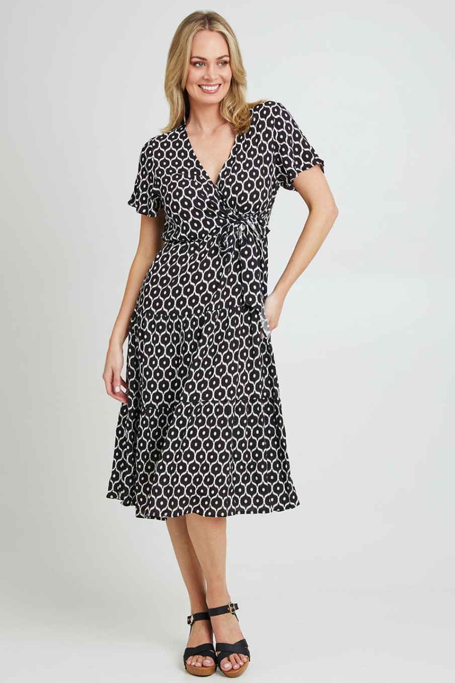 Dresses Fate + Becker | Levitating Wrap Front Dress Blackgeo