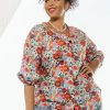 Tops Belle bird | Belle Mercerised Cotton Printed Shirt Poppies